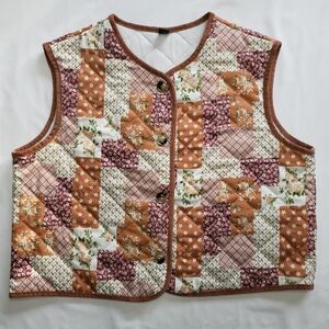 SHEIN Brown and Cream Quilted Vest